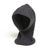 Twist-Design Knitted Wool Hat and Scarf Integrated Set - Syosisny Store