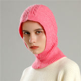 Twist-Design Knitted Wool Hat and Scarf Integrated Set - Syosisny Store