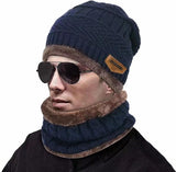 Winter Comfort Men's Knit Fleece Hat and Scarf Set - Syosisny Store