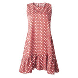 Summer Dresses Women Ruffle Spring  Street Sexy Casual Slim Thin Beach Party O Neck Mini Polka Dot Dress - Syosisny Store