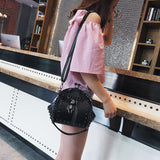 Lock Shell Bag Bags Rivet Metal Fringe Diamond Women Shoulder Crossbody Bag TWO Straps PU Leather Chain Women&#39;s Handbags Purses - Syosisny Store