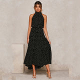 Summer Long Dress Polka Dot Casual Dresses Black Strapless Vacation Clothes For Women - Syosisny Store