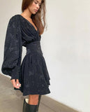 Fashion Black Cocktail Dress Chiffon Printing Elegant Loose Mini Night Dresses - Syosisny Store