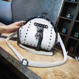 Lock Shell Bag Bags Rivet Metal Fringe Diamond Women Shoulder Crossbody Bag TWO Straps PU Leather Chain Women&#39;s Handbags Purses - Syosisny Store