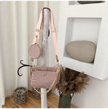 3 pcs set Designer Women Shoulder Bags PU Leather Purse and Handbags alligator Female Crossbody Bag wide strap messenger bag - Syosisny Store