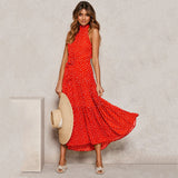 Summer Long Dress Polka Dot Casual Dresses Black Strapless Vacation Clothes For Women - Syosisny Store