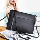 Coofit Women & Clutch Bag Simple Black Leather Crossbody Bags Enveloped Shaped Small Messenger Shoulder Bags Big Sale Female Bag - Syosisny Store