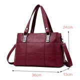 Women leather handbags women&#39;s shoulder bags female messenger bag large capacity ladies casual tote bag black/red - Syosisny Store