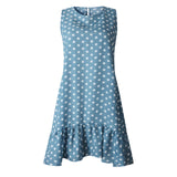 Summer Dresses Women Ruffle Spring  Street Sexy Casual Slim Thin Beach Party O Neck Mini Polka Dot Dress - Syosisny Store