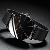 2023 Minimalist Men&#39;s Fashion Ultra Thin Watches Simple Men Business Stainless Steel Mesh Belt Quartz Watch relogio masculino - Syosisny Store