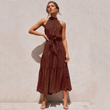 Summer Long Dress Polka Dot Casual Dresses Black Strapless Vacation Clothes For Women - Syosisny Store