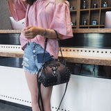 Lock Shell Bag Bags Rivet Metal Fringe Diamond Women Shoulder Crossbody Bag TWO Straps PU Leather Chain Women&#39;s Handbags Purses - Syosisny Store