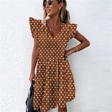 Summer Dresses Women Ruffle Spring  Street Sexy Casual Slim Thin Beach Party O Neck Mini Polka Dot Dress - Syosisny Store