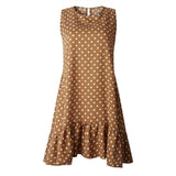 Summer Dresses Women Ruffle Spring  Street Sexy Casual Slim Thin Beach Party O Neck Mini Polka Dot Dress - Syosisny Store