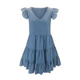 Summer Dresses Women Ruffle Spring  Street Sexy Casual Slim Thin Beach Party O Neck Mini Polka Dot Dress - Syosisny Store