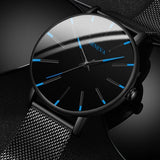 2023 Minimalist Men&#39;s Fashion Ultra Thin Watches Simple Men Business Stainless Steel Mesh Belt Quartz Watch relogio masculino - Syosisny Store