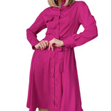 Summer Women's Casual A-Line Skirt Dress with Pink Tie-Up Detail and Loose Fit - Syosisny Store