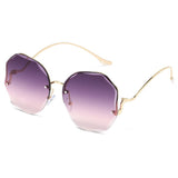 Women's Retro Polygonal Sunglasses - Frameless Crystal Edge-Cut Design with Anti-UV Lenses for Trendy Style