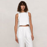 Stylish Casual Two-Piece Set Sleeveless Crop Top and Wide-Leg Trousers for a Slim and Chic Look - Syosisny Store