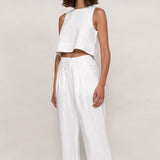 Stylish Casual Two-Piece Set Sleeveless Crop Top and Wide-Leg Trousers for a Slim and Chic Look - Syosisny Store