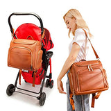 7-in-1 Baby Diaper Bag Solid PU Leather Mummy Maternity Bag Large Capacity Travel Back Pack Stroller Bags with Changing Pad - Syosisny Store